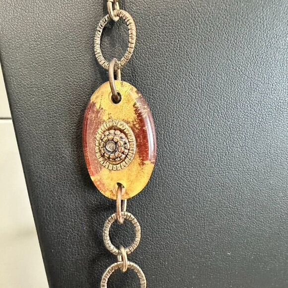 Chico's Long Beaded Chain Link Ceramic and Metal Statement Necklace - Picture 5 of 5